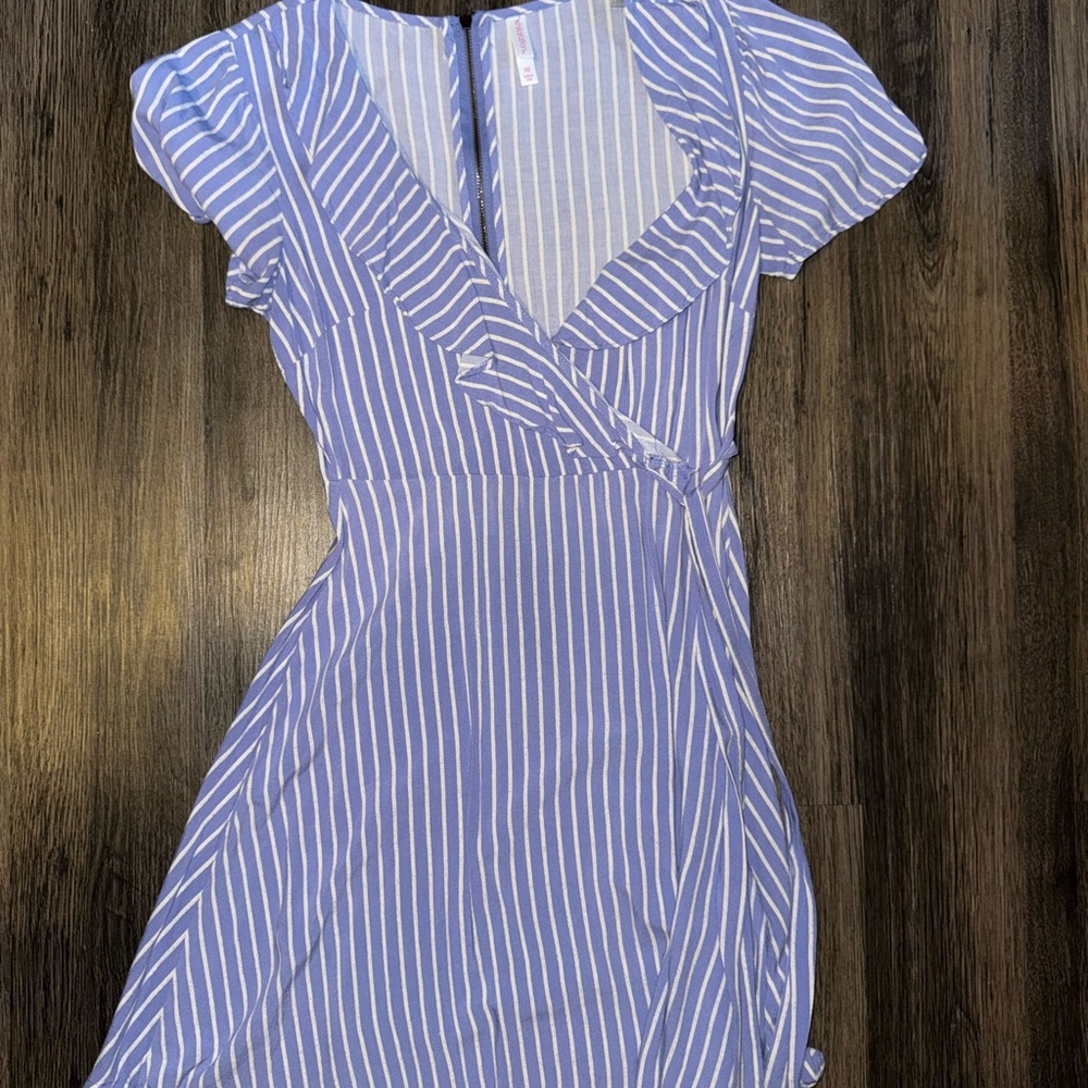 Striped Blue Wrap Dress